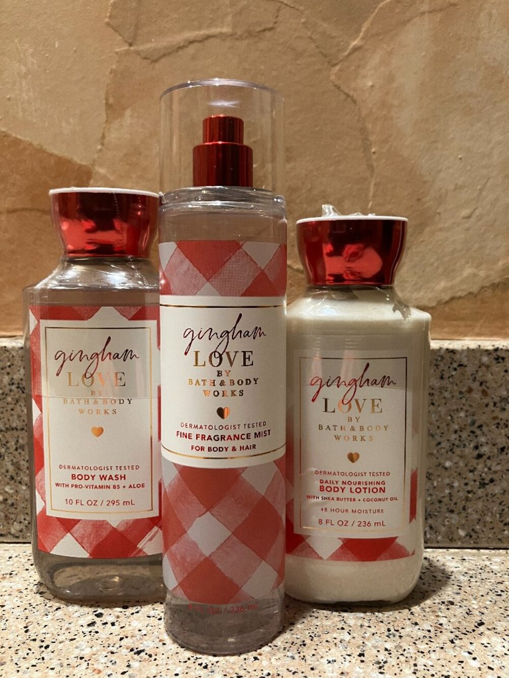Bath & Body Works Set of Gingham Love Spray , Body Lotion , Shower Gel!!